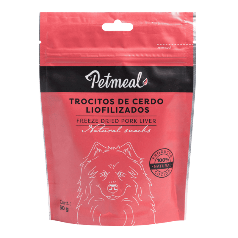 Petmeal Snack Liofilizado para Perros - Hígado de Cerdo 50gr