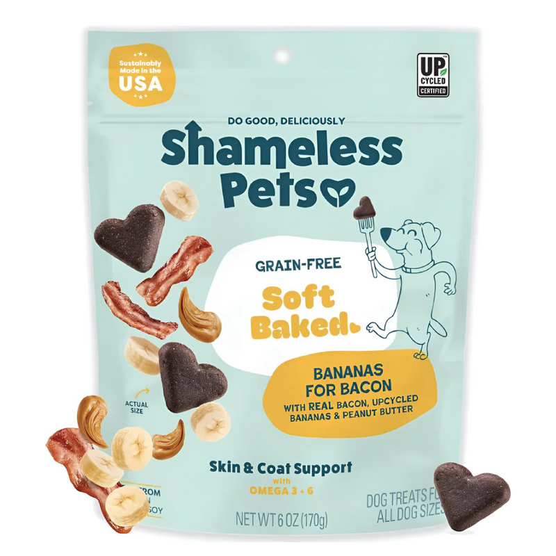 Galletas suaves de banano, tocino y mantequilla de mani Shameless Pets (170gr)