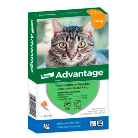 ADVANTAGE GATOS Hasta 4 Kilos (1 pipeta)