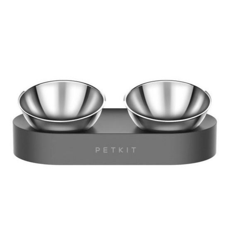 Petkit Comedero doble ajustable de metal / Negro