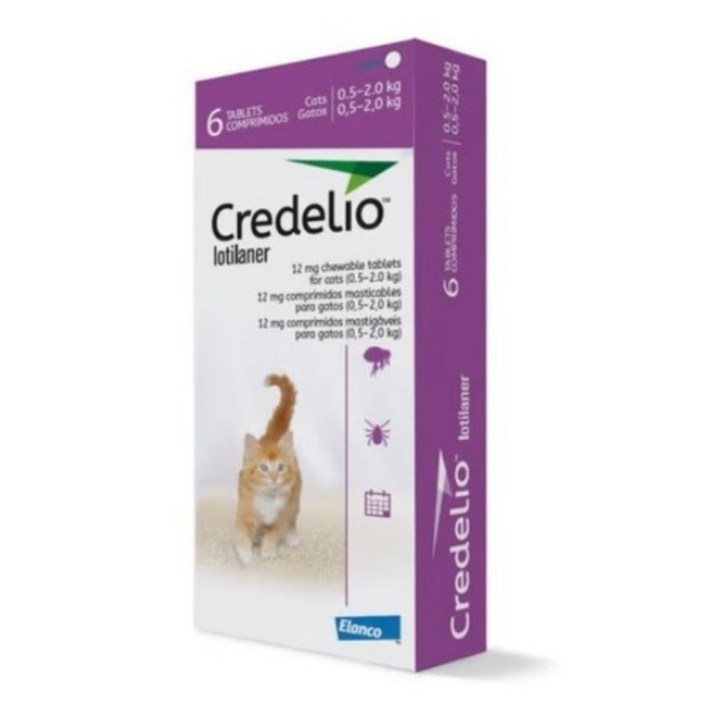 CREDELIO GATOS 12 mg 0.5 - 2 Kg * 3Tab (Morado)