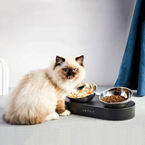 Petkit Comedero doble ajustable de metal / Negro