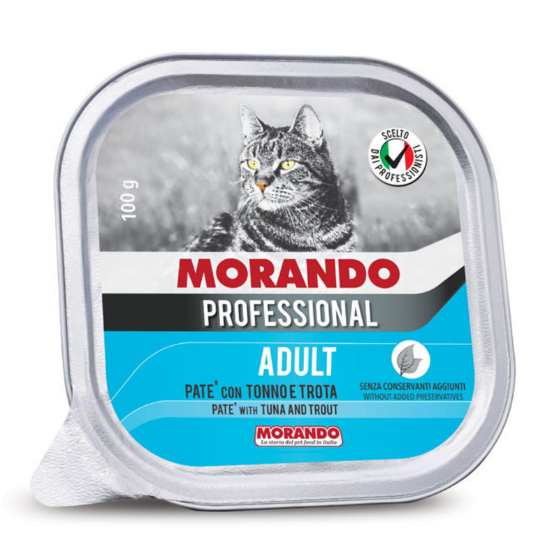 Morando Prof. Cat patè with Tuna and Trout - Atún y Trucha Aluminio * 100 gr. (Azul)
